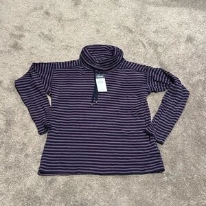 Chaps Purple/Navy Striped Cowl Neck Top SIZE Mp